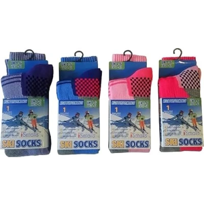 Image of i Smalls Kids/Girls Winter Thermal High Performance Ski Socks With Extra Cushioning available in 3 Sizes 4 pack 12