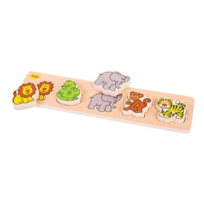 Image of Bigjigs Toys Chunky Lift and Match Safari Puzzle