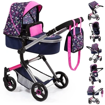 Image of Bayer Design 18417AA Dolls Pram NEO Vario, stroller, bag, convertible, foldable, adjustable, reversible handle