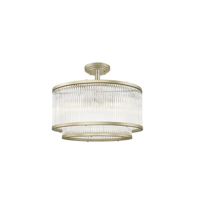 Image of Antigua 5 Light Semi Flush Ceiling Gold Crystal