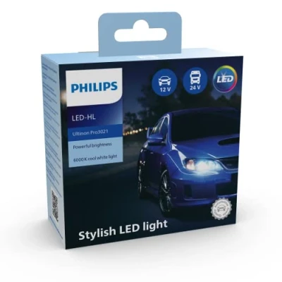 Image of Philips Ultinon Pro3021 LED Car Headlight Bulb (H8/H11/H16), cool white light of 6.000K, set 2