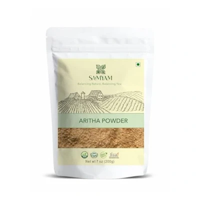 Image of SAMYAM Aritha/Reetha (Soapnut) Powder 200g Pack Natural Hair and Scalp Cleanser