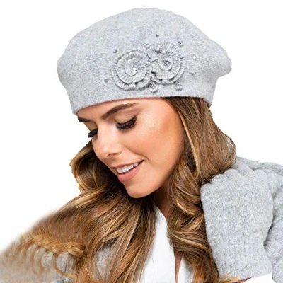Image of Kamea Women&#039;s Woolen Beret Barcelona, Grey,One Size