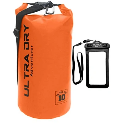 Image of Premium Waterproof Bag, Sack with Phone Dry Bag and Long Adjustable Shoulder Strap Included, Perfect for Kayaking/Boating/Canoeing/Fishing/Rafting/Swimming/Camping/Snowboarding (Orange, 10 L)