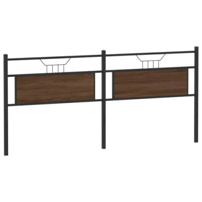 Image of vidaXL industrial headboard engineered wood/steel brown oak finish 193cm width sleek design for bedroom décor
