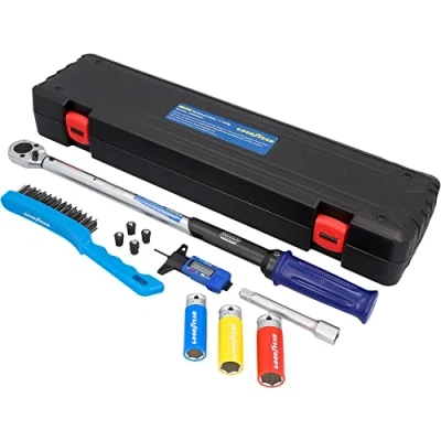 Image of Goodyear 11 Piece Wheel Change Set, Torque Wrench + 3 Socket Set Extension Various Accessories, Box, Black