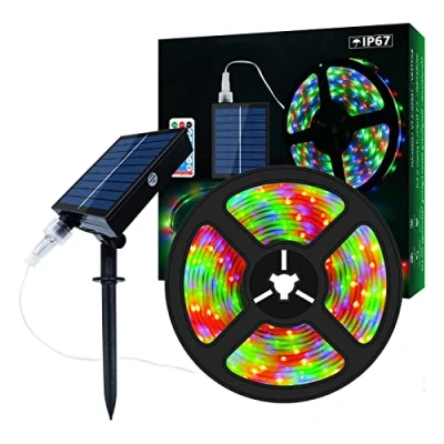Image of Solar LED Strip Outdoor 5 m Powered Colour Changing with 8 Lighting Modes Waterproof Decorative Fairy Lights for Patio Yard Trees (5 m)