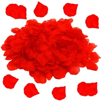 Image of 1200pcs Red Rose Petals for Bedroom, Artificial Flowers, No Taste Emulation Silk Romantic Scenes Wedding Anniversary, birthday, Confession Decoration, Waterproof and Do Not Fade