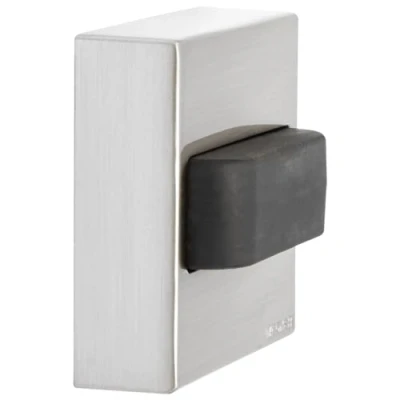 Image of WAGNER Doorstop Screw OR Glue Wall 40 x 13 mm, Stroke Bumper Made of die cast zinc with Stainless Steel Look + Soft Black Thermostatic Rubber, to be Screwed on Walls 15516111