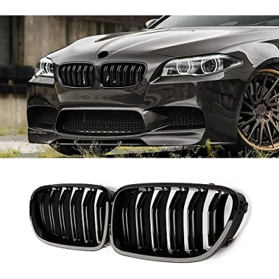 Image of Gangying F10 Grille for BMW 5 Series F11 M5 Kidney Grill Double Slats Glossy Black 2010 2016