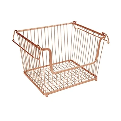 Image of HOMION Large Stacking Basket Storage Veg Rack Stackers Shelf Multi Purpose Stackable Wire with Carry Handles Kitchen Fruit Stand Display (1)