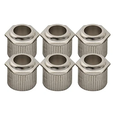 Image of Musiclily Ultra Solid Brass 6mm To 10mm Vintage Modern Sized Hex Guitar Tuner Conversion Bushings Tuning Pegs Adapter Ferrules, Nickel (Set of 6)