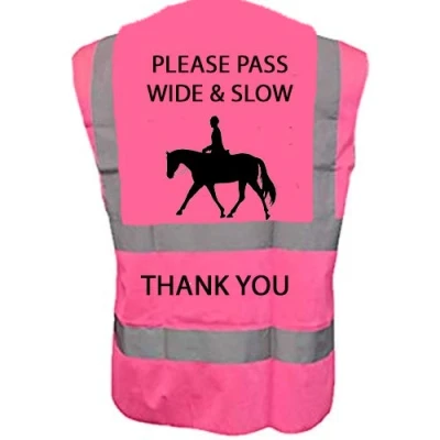 Image of Hi Vis Viz High Visibility Reflective Vest Horse Riding Equestrian Safety (Adult Large 44/46, Pink)