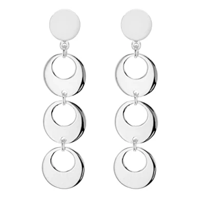 Image of Tuscany Silver Women&#039;s Sterling Cut Out Disc Drop Earrings of 11 x 25 mm