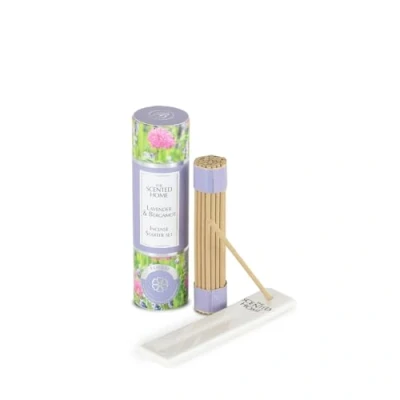 Image of Ashleigh &amp; Burwood Lavender Bergamot Mini incense Set 37 premium quality miniature sticks, one ceramic holder