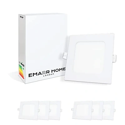 Image of Emarr Home LED Ceiling Lamps Recessed Ultra Slim Panel Lights Downlight (6 Pack) (Cool White (6500K), 12W Square (170mm))