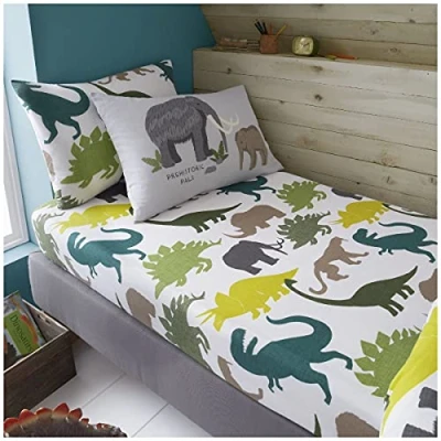 Image of GC GAVENO CAVAILIA Children Dinosaur Bedding Kids Animal Fitted Sheet Double Bed with Pillowcases Breathable Toddler Sheets Set Double, Multi