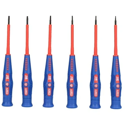 Image of Electricians VDE Precision Tamper Torx Star Screwdriver Set T5 T10 6pc Kit