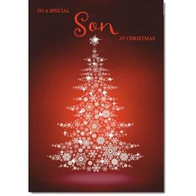 Image of doodlecards Son Christmas Card Snowflake Tree Large A4 Size for with Plain Envelope