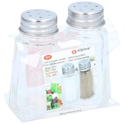 Image of alpina Mini Glass Salt And Pepper Shakers Pots Set Of 2 Screw Top &amp; Spice Seasoning Jars