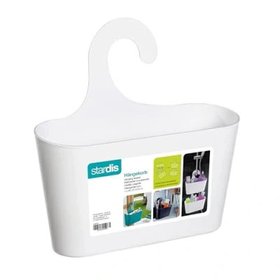 Image of stardis Shower Basket White with Hook Hanging Caddy Organizer Plastic