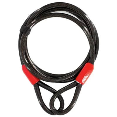 Image of EVEREST FITNESS Heavy Duty Bike Lock Cable for Security 2 m Long x 10mm Universal Anti Theft Steel Bicycle Loop Compatible with All Locks