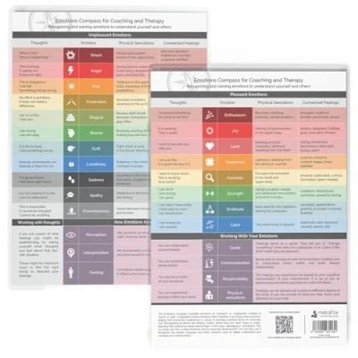 Image of metaFox Emotions Compass Feelings Chart, Poster for Counselor Office Decor, Chart Counseling and Therapy Posters, DIN A4 Laminated