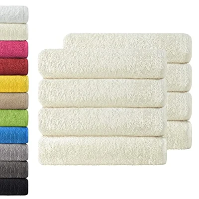 Image of NatureMark Pack of 8 Terry Hand Towels 50 x 100 cm 100% Cotton Natural White