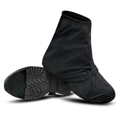 Image of bruwaa Waterproof Cycling Overshoes, with Reflective Stripes, Reinforced Sole Tip and Adjustable Velcro Fasteners, Effective Moisture Resistant Overshoes