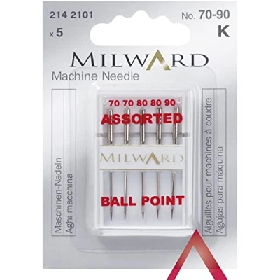 Image of Milward Jersey Sewing Machine Needles, Silver, 70/10, 80/12, 90/14