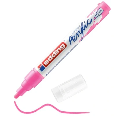 Image of edding 5100 acrylic marker medium neon pink 1 waterproof paint round nib 2 3mm pen for drawing on canvas, art paper and wood markers pebbles