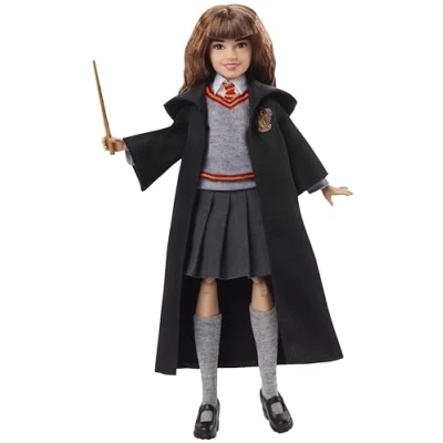 Image of Mattel Harry Potter Hermione Granger Collectible Doll (10 in) with Hogwarts Uniform, Gryffindor Robe and Wand, FYM51