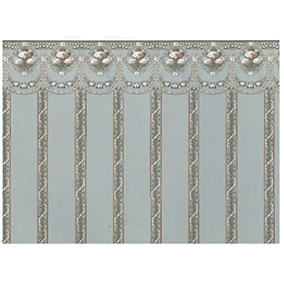 Image of Dolls House Sage Green Hydrangea Garland Wallpaper Miniature Print 1:12 Scale