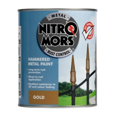 Image of Nitromors Anti Rust Hammered Finish Metal Paint, No Primer Required, Gold, 750 ml