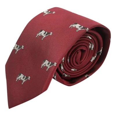 Image of King &amp; Priory Burgundy Red Embroidered Cow Tie
