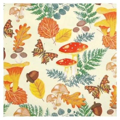 Image of Talking Tables 20 x Disposable Autumnal Paper Napkins, 3ply, Recyclable, Serviettes, Year Around Use, Decoupage, Catering, Patterned Napkin