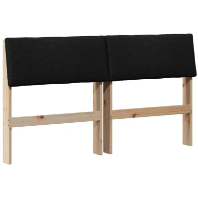 Image of vidaXL Upholstered Headboard Black 160 cm Solid Pine Wood