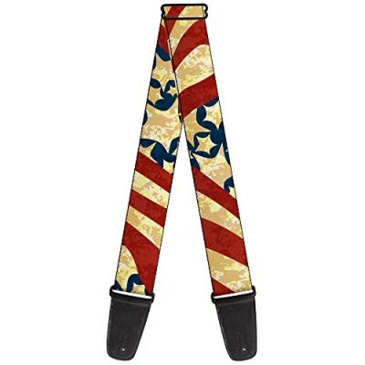 Image of Buckle Down Guitar Strap Americana Diagonal Vintage Stars Stripes2 2 Inches Wide