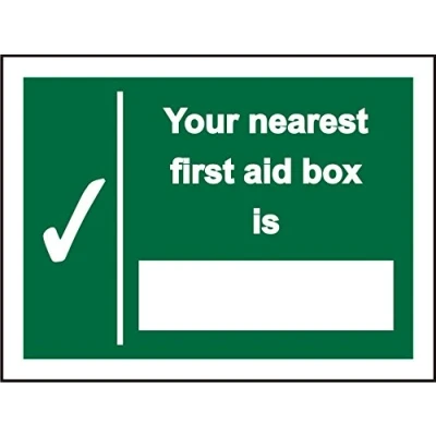 Image of Seco Your Nearest First Aid Box Is Sign, 300mm x 200mm 1mm Semi Rigid Plastic