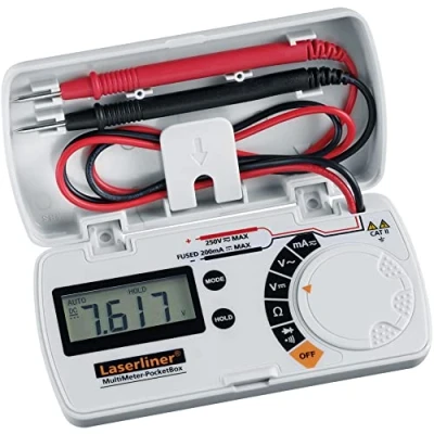 Image of Laserliner Multimeter PocketBox, Digital, Battery Powered, 101 grams, 56x23x113 mm, Model 083.028A, for Voltage, Current, and Resistance Measurement