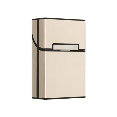 Image of kwmobile Cigarette Case Box Holder Plastic with Aluminum Coating for Cigarettes Magnetic Flip Top Closure Gold