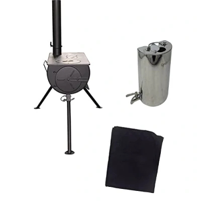 Image of DWD Sherwood® Outdoor Wood Portable Log Burner Cooking Stove set with Heat Mat 75x125cm Laser Welded S Steel water heater Boiler Carry Bag,(Stove 2L