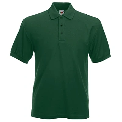 Image of Fruit of the Loom Mens 65/35 Heavyweight Pique Short Sleeve Polo Shirt Green Size 3XL