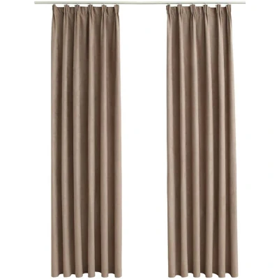 Image of vidaXL Blackout Curtains with Hooks 2 pcs Taupe 140x175 cm