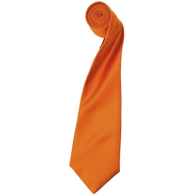 Image of Premier Mens Plain Satin Tie (Narrow Blade) (Pack of 2) (Orange) One Size