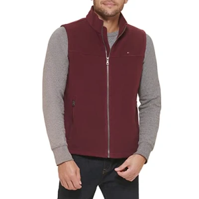 Image of Tommy Hilfiger Men&#039;s Lightweight Polar Fleece Vest, Burgundy, L