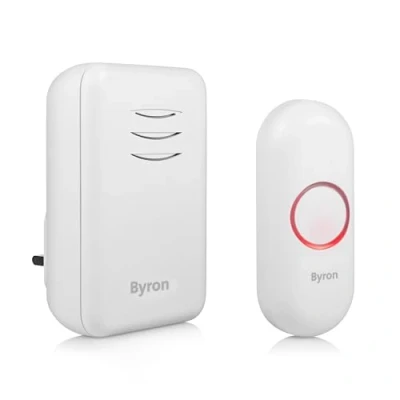 Image of Byron Wireless Doorbell Set, Plug In Chime, 150m Range, 16 Melodies, DBY 22312UK