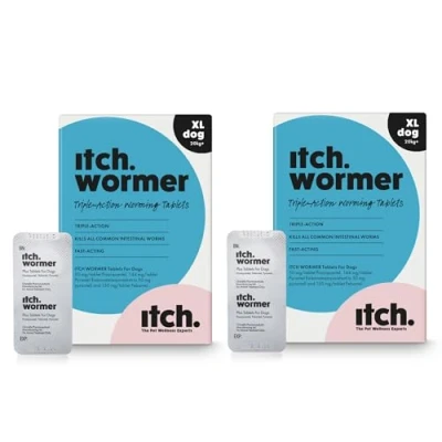 Image of Itch Worming Tablets for X Large Sized Dogs 4 Tablet Treats Roundworms, Tapeworms, Hookworms and Whipworms Kills Worm Larvae