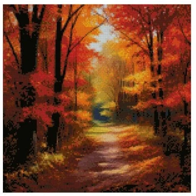 Image of The Autumn Colors (4) Counted Cotton Cross Stitch,100% Cotton,14count,150x150stitch, 26x26cm Wide Stuning folliage View Stitch kit