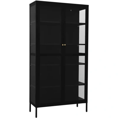 Image of vidaXL Display Cabinet Black 90x40x180 cm Steel and Tempered Glass